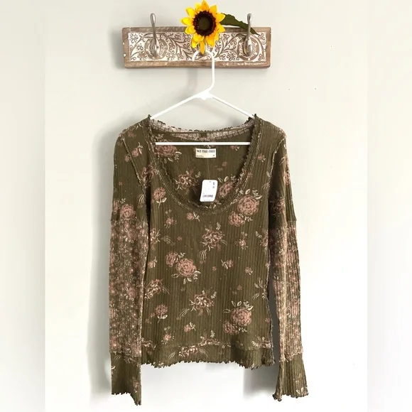 🌻🆕FREE PEOPLE We The Free Clover Printed Thermal-Army Combo-Size XS, S & M - Picture 10 of 12